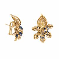 FRENCH, SAPPHIRE AND DIAMOND EARRINGS