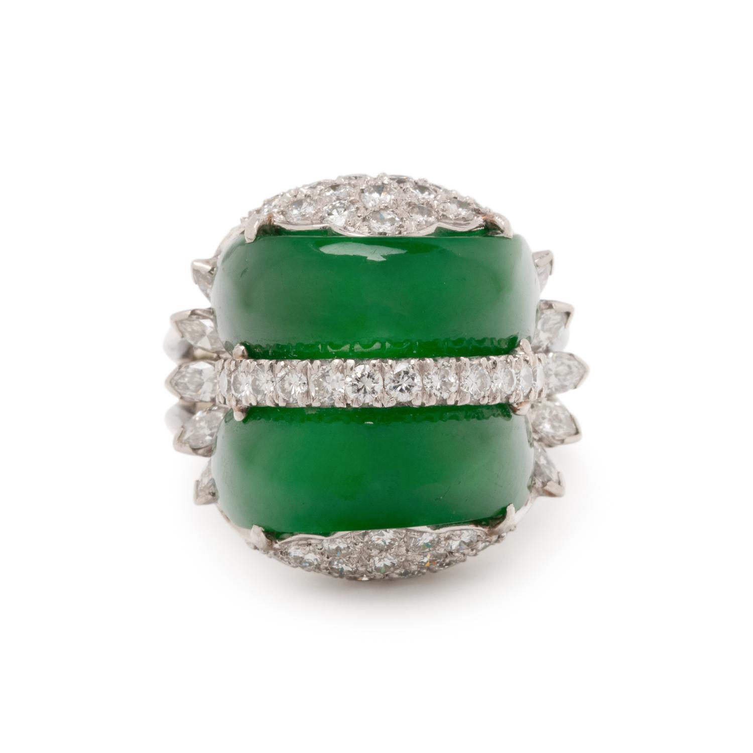 MARSH & CO., JADEITE AND DIAMOND RING