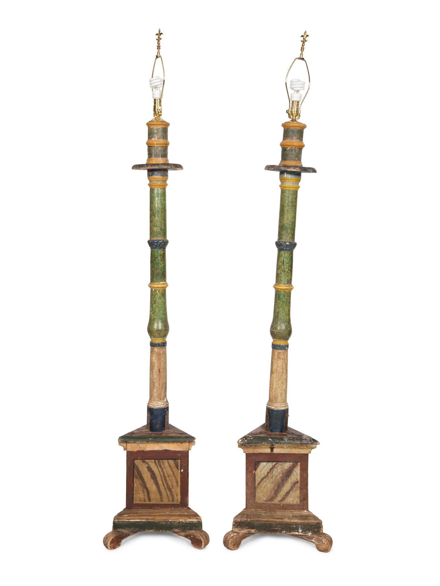 A Pair of Italian Painted Torchères