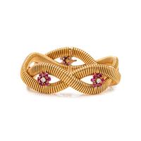 VINTAGE, YELLOW GOLD, DIAMOND AND RUBY BRACELET