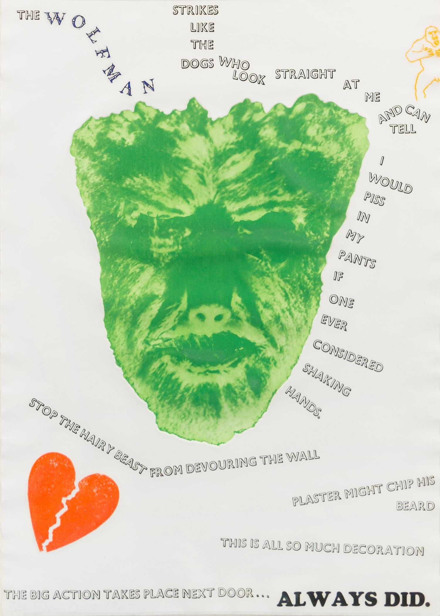 Jim Dine, (American, b. 1935), Wolfman. Limited, signed.