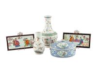 Five Chinese Famille Rose Porcelain Articles