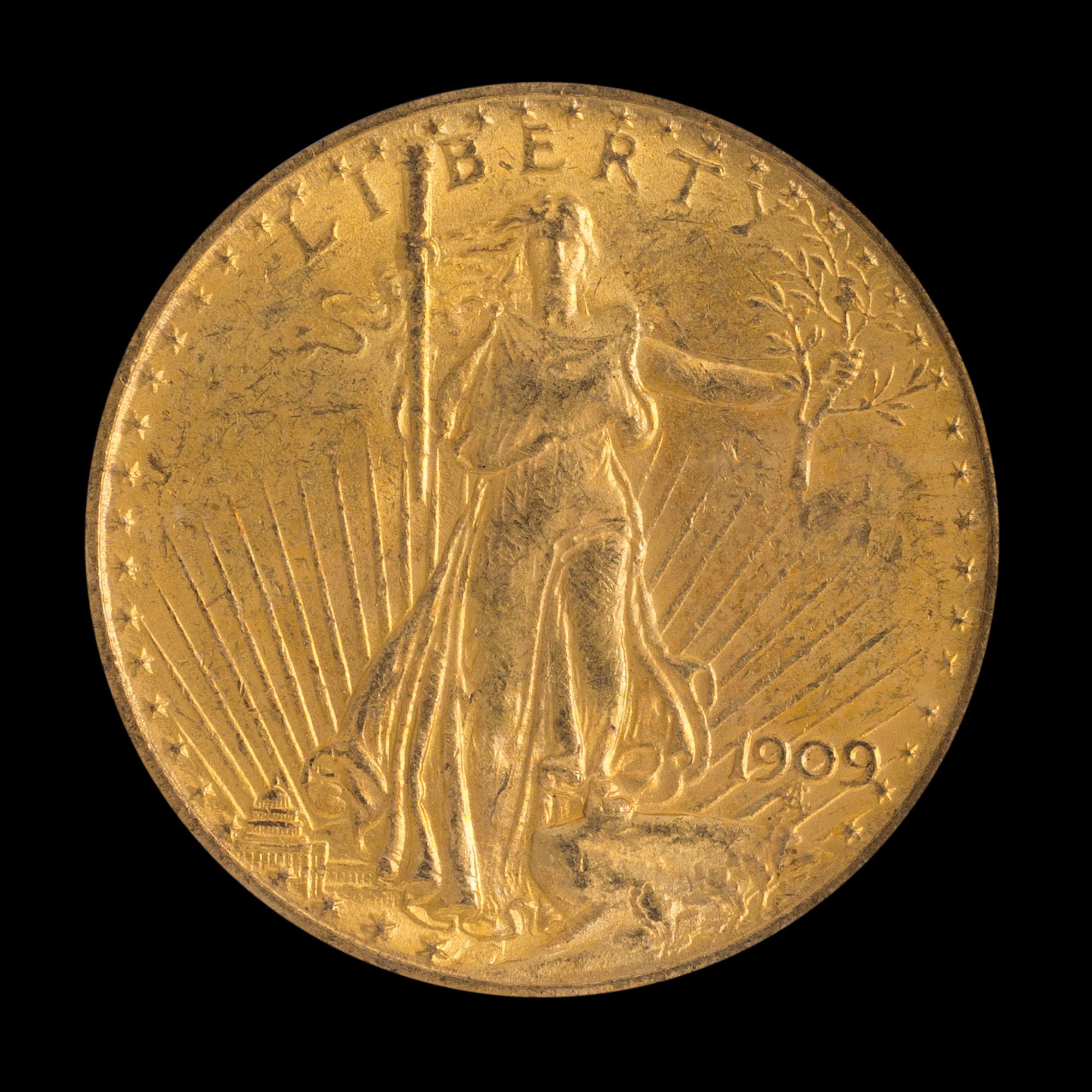 A United States 1909 St. Gaudens $20 Gold Coin