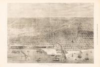 [Chicago Fire]. A group of 10 prints and 2 paintings, showing views of Chicago before and after the Great Fire, including: