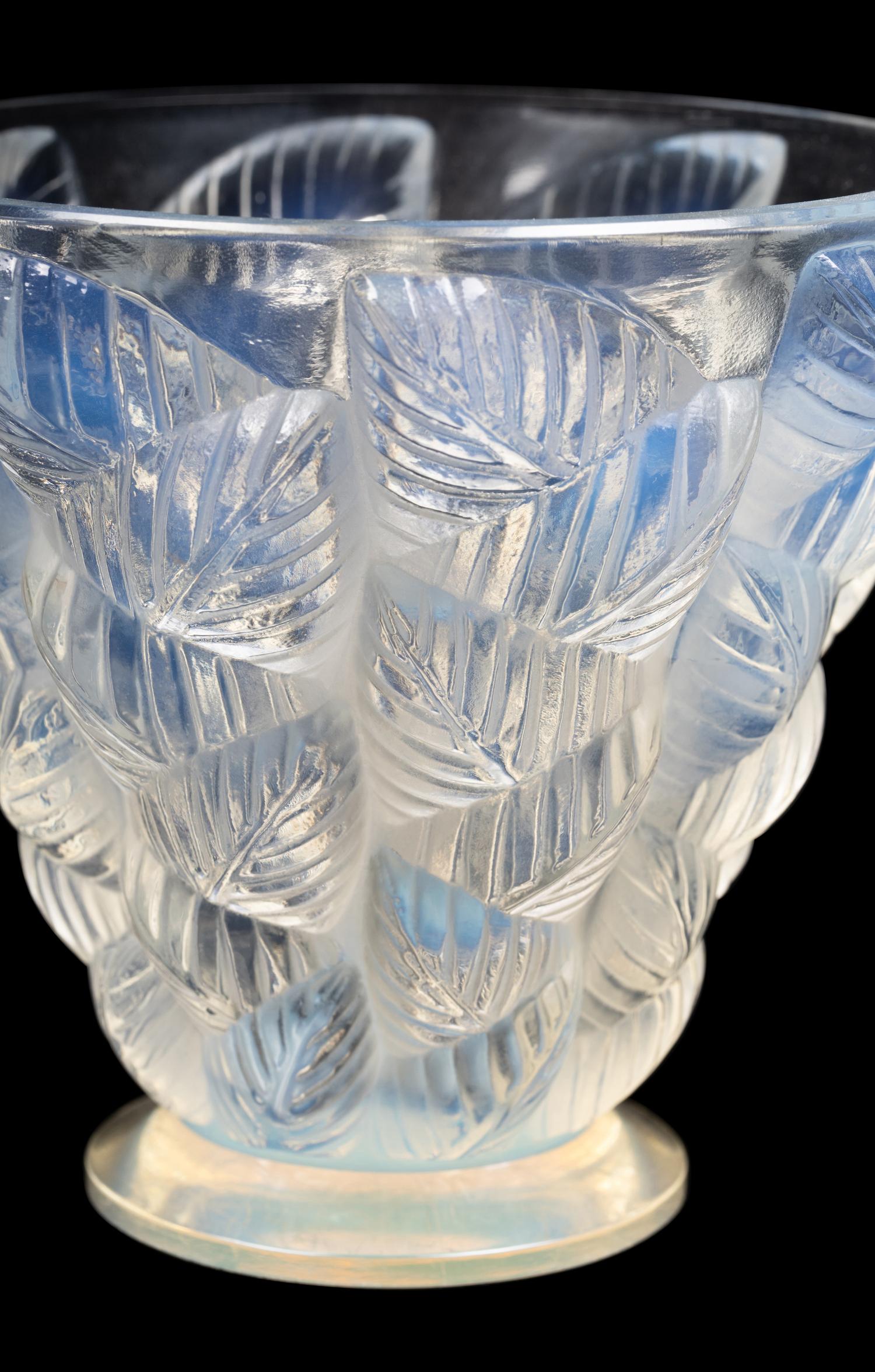 A Lalique Moissac Opalescent Glass Vase
