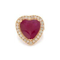 RUBY AND DIAMOND HEART RING