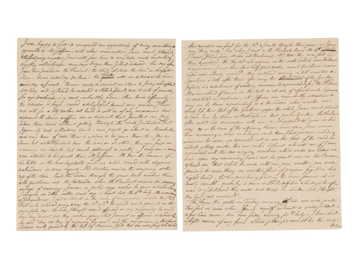 [WESTERN AMERICANA] -- [REPUBLIC OF WEST FLORIDA]. Letters of William Herries (1748-1811), British banker turned American entrepreneur, incl. description of meeting President Jefferson and his journey from New York to New Orleans, 1804-1811.
