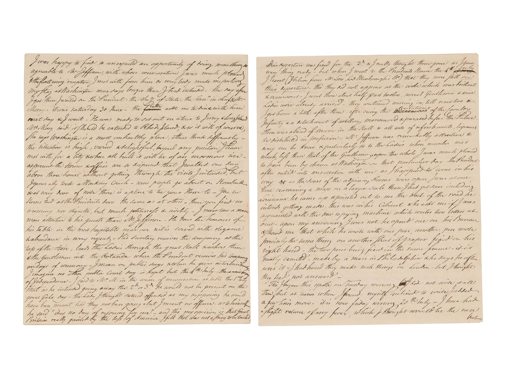 [WESTERN AMERICANA] -- [REPUBLIC OF WEST FLORIDA]. Letters of William Herries (1748-1811), British banker turned American entrepreneur, incl. description of meeting President Jefferson and his journey from New York to New Orleans, 1804-1811.