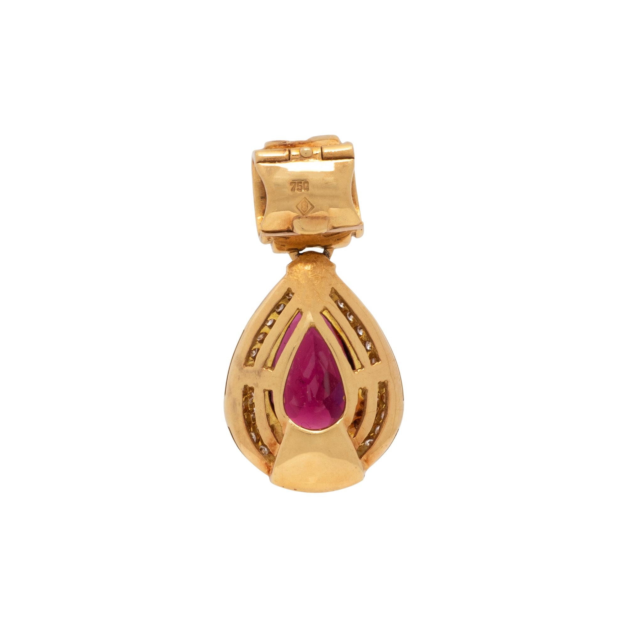 H. STERN, RUBELLITE TOURMALINE, DIAMOND, AND YELLOW GOLD PENDANT