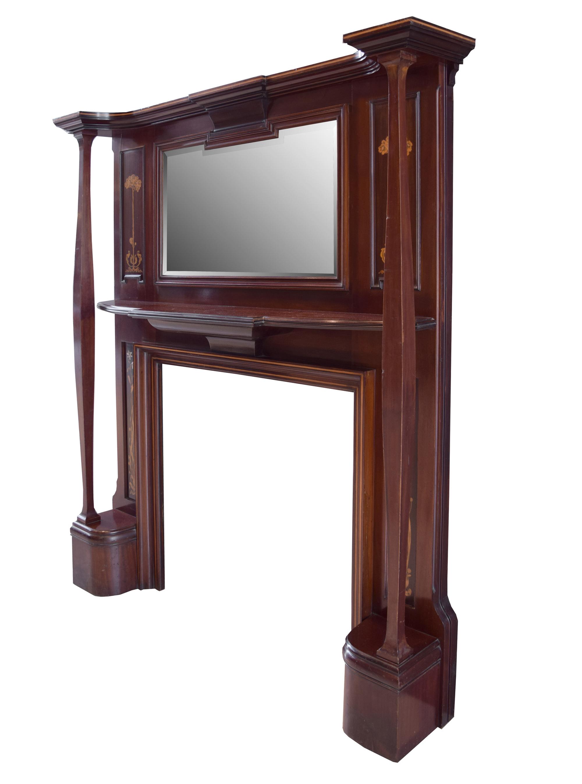 A Mahogany Mantel with Mirror 61" W x 11" D x 78" H — England, Circa 1880