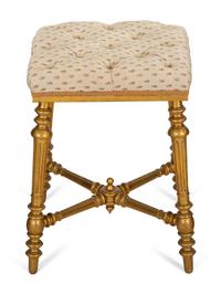 A Group of Three Upholstered Stools — 20th Century