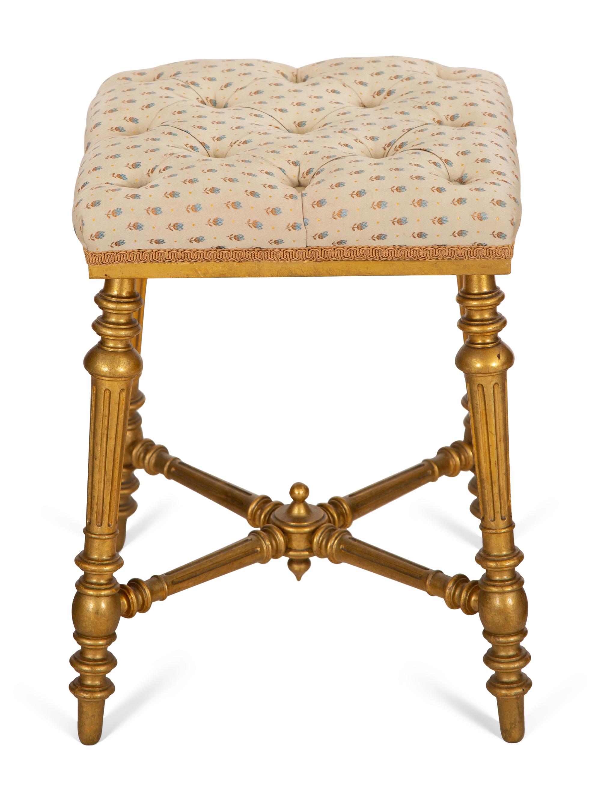 A Group of Three Upholstered Stools — 20th Century