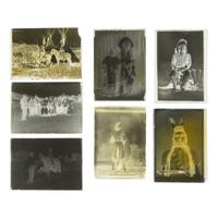 [Western Americana]. A group of 17 magic lantern slides and glass negatives, including towns, Native American subjects, and other personalities.