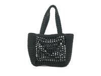 PRADA, BLACK CROCHET TOTE BAG