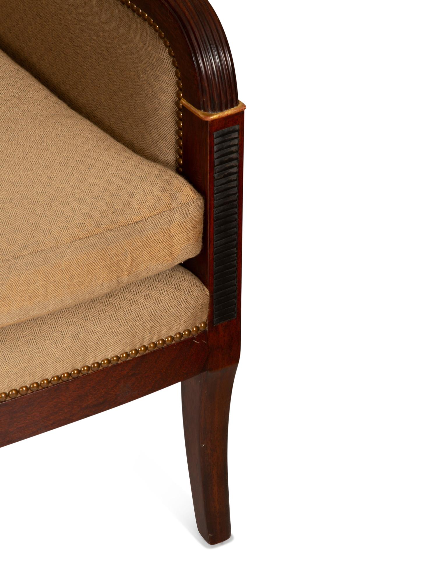A Set of Three Russian Empire Style Mahogany Armchairs