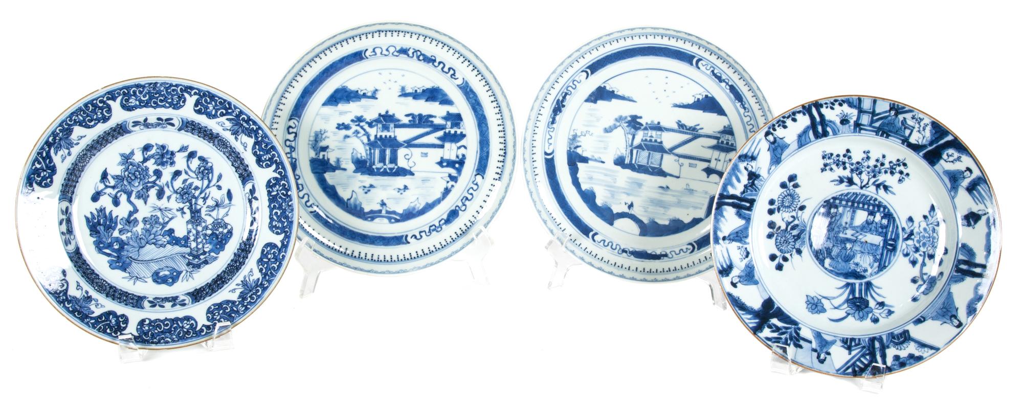 A Collection of Four Chinese Blue and White Plates Diameter 9 1/4 inches. — 19TH/20TH CENTURY