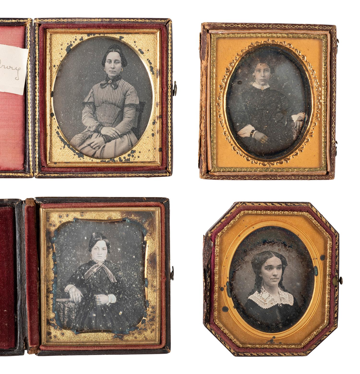 [EARLY PHOTOGRAPHY]. 28 sixth plate daguerreotypes of lovely young women.