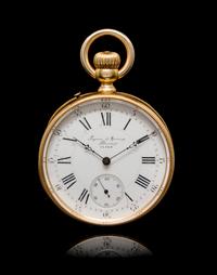 An 18 Karat Yellow Gold Open Face Pocket Watch, Lequin & Yersin,