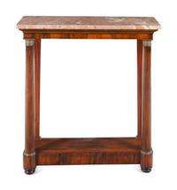 A Regency Gilt Metal Mounted Rosewood Marble-Top Console Table