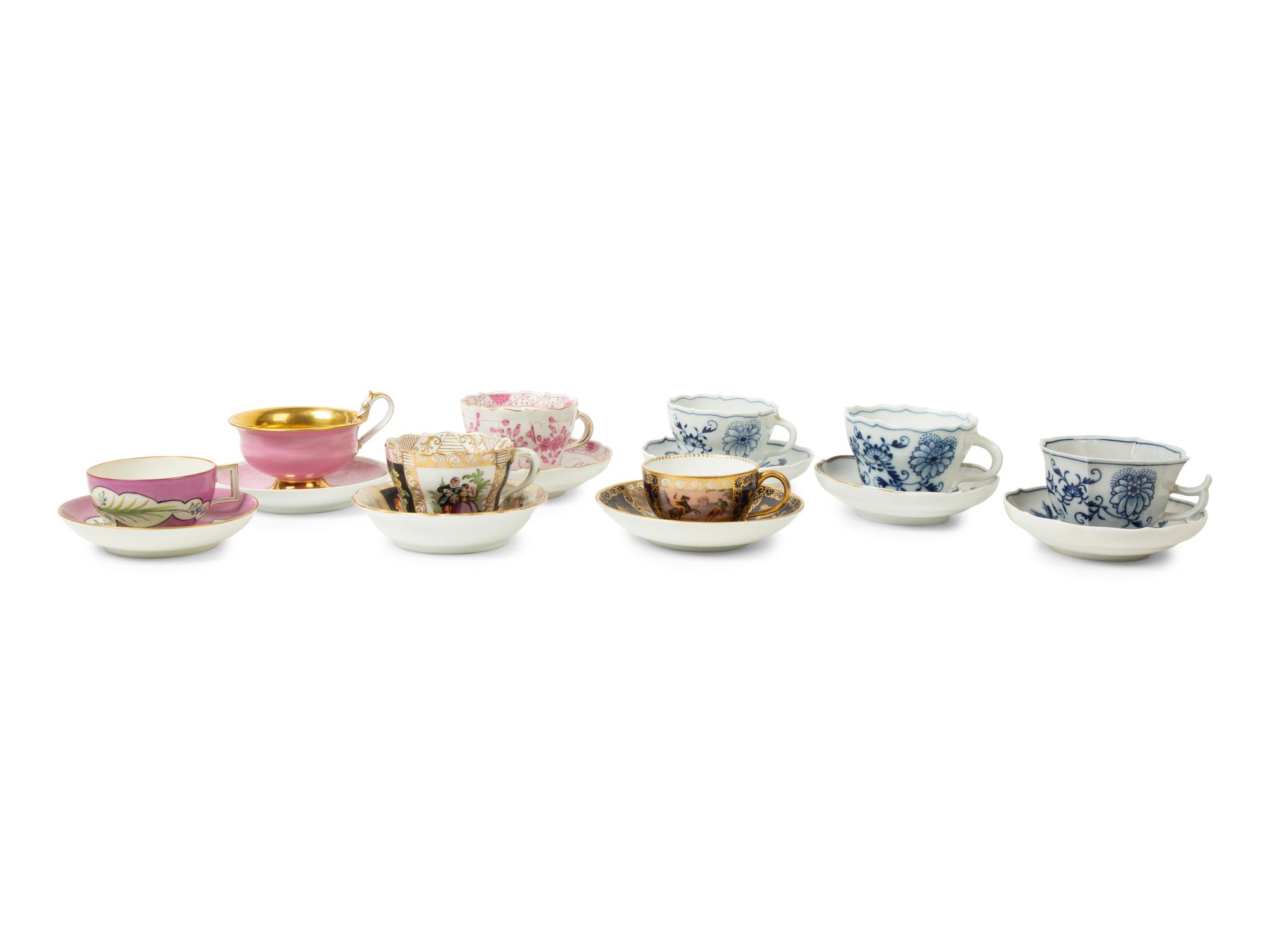 Six Meissen Porcelain Cups and Saucers — 19TH/20TH CENTURY