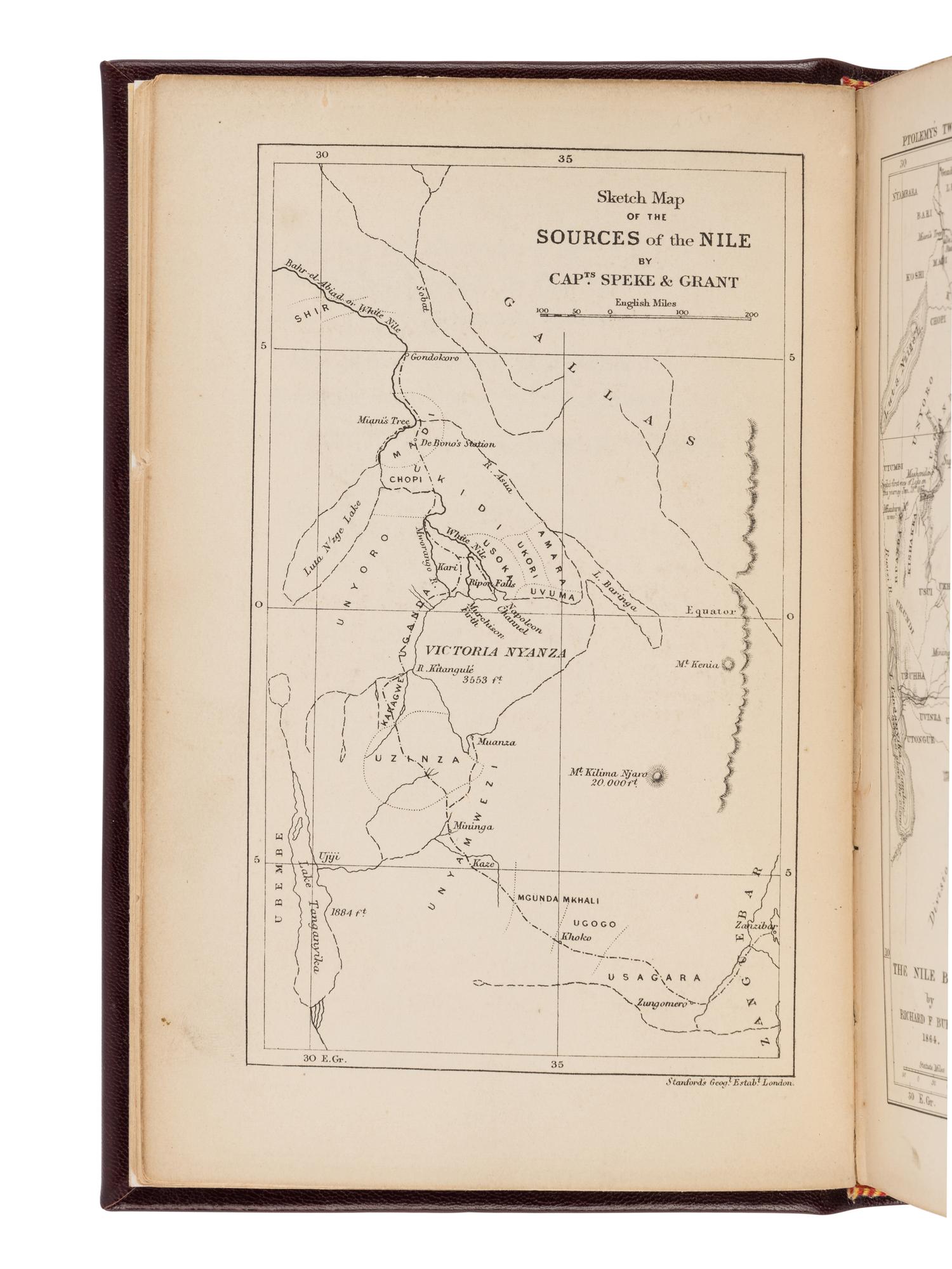 BURTON, Richard Francis, Sir (1821-1890) and James MacQUEEN (1778-1870). The Nile Basin . London: Tinsley Brothers, 1864.