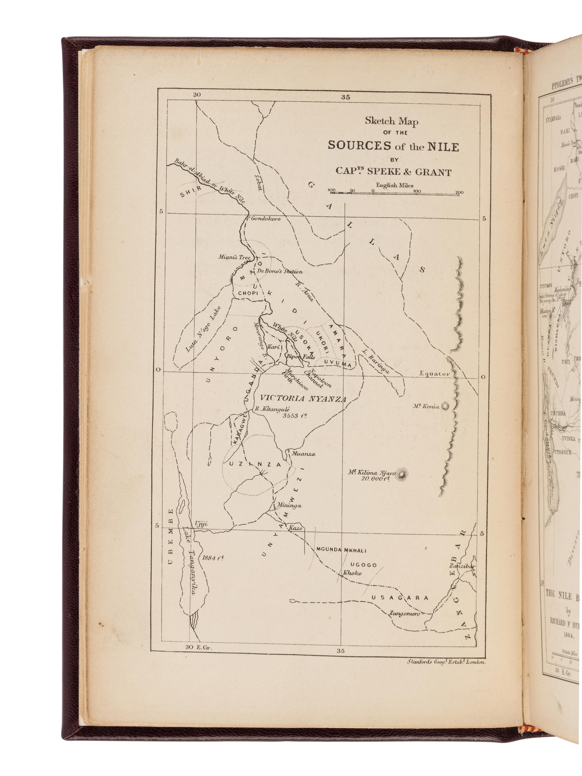 BURTON, Richard Francis, Sir (1821-1890) and James MacQUEEN (1778-1870). The Nile Basin . London: Tinsley Brothers, 1864.