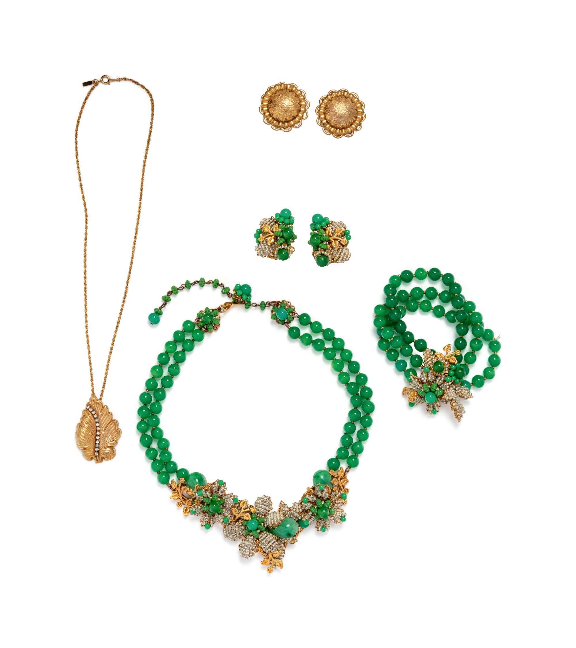 Collection of Five Miriam Haskell Costume Jewelry Pieces, 1960-80s