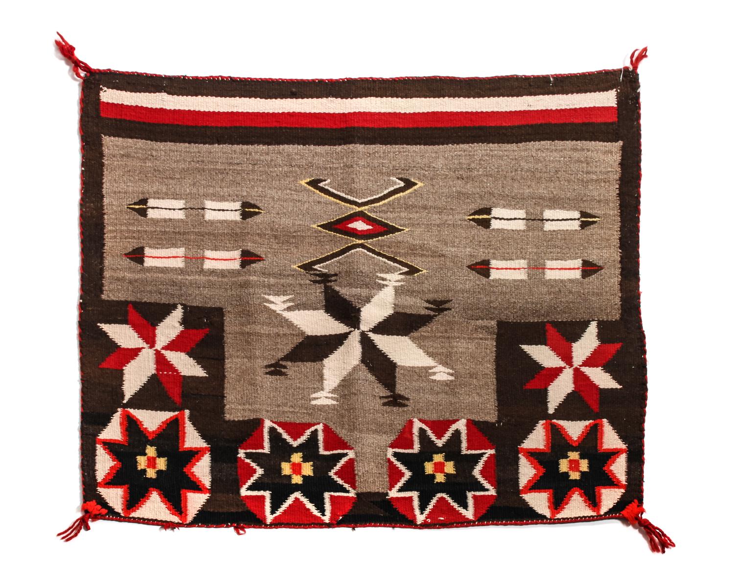 Navajo Crystal Region Sunday Saddle Blanket 31 1/2 x 25 1/2 inches — Early 20th Century