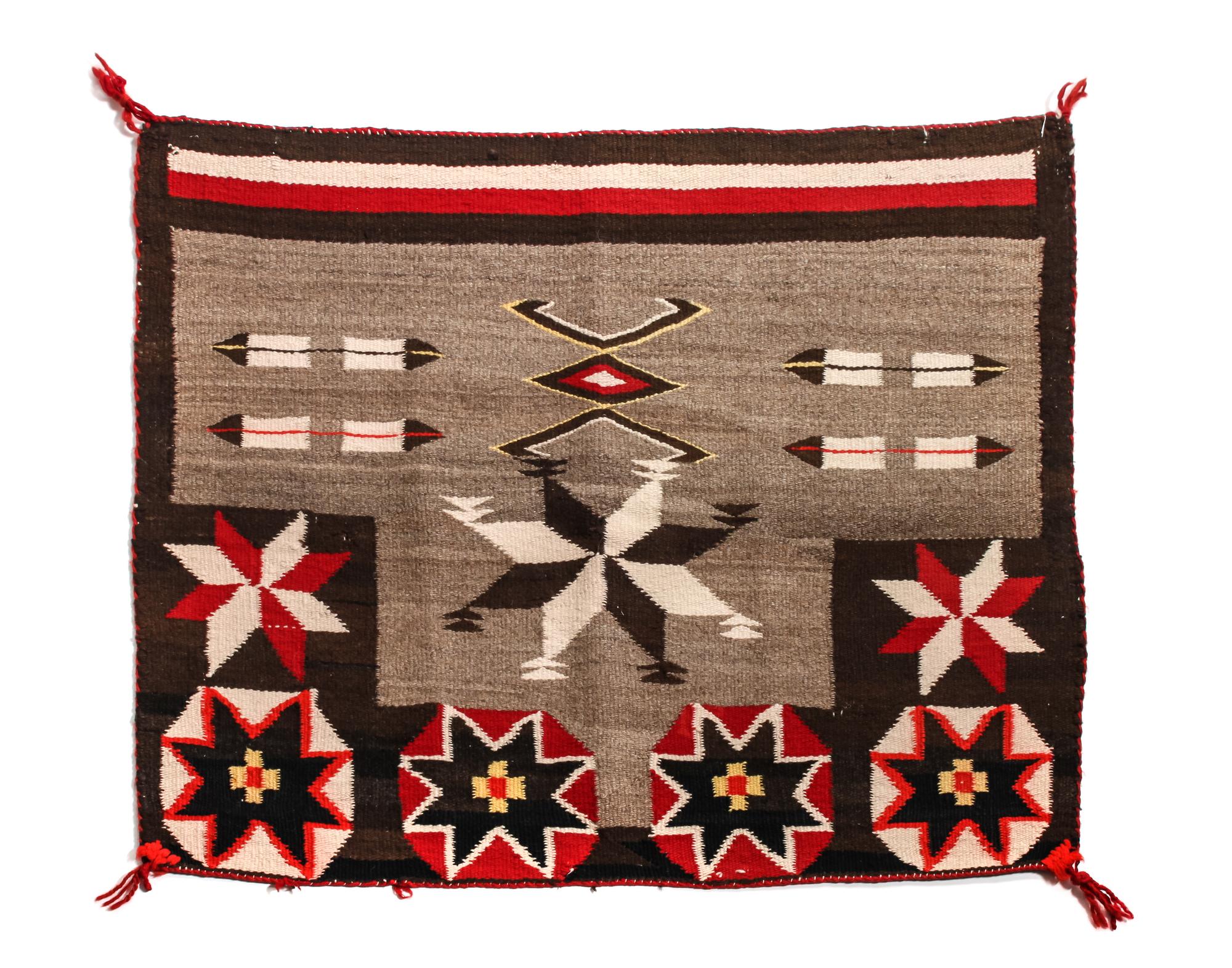 Navajo Crystal Region Sunday Saddle Blanket 31 1/2 x 25 1/2 inches — Early 20th Century