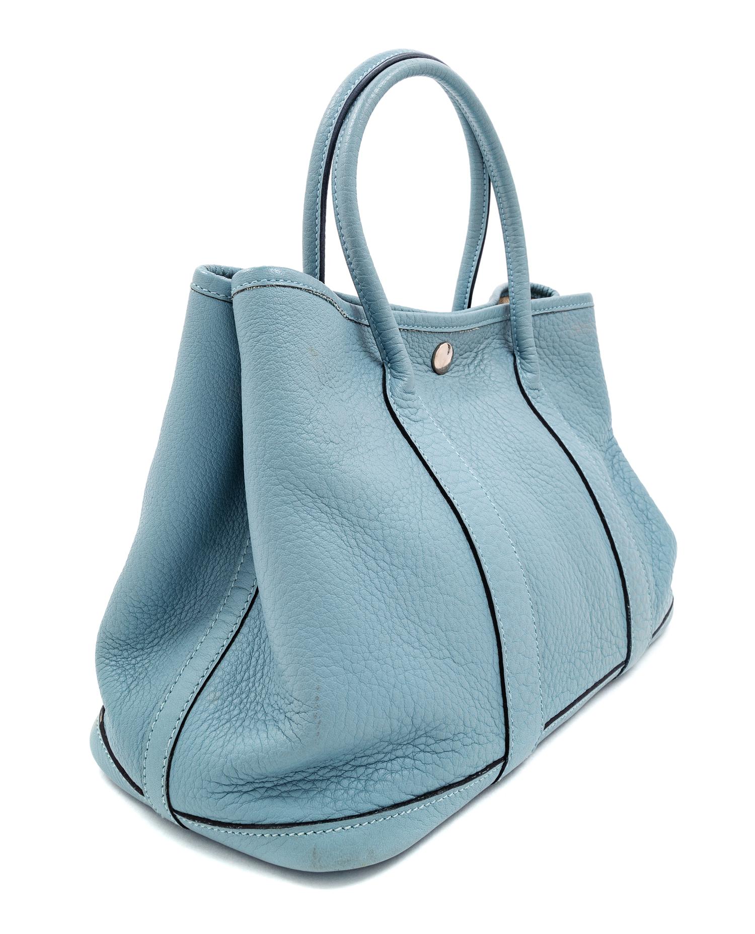 Hermès Blue Garden Party Bag, 2009 7.75" H x 11.5" W x 5.25" D; Handle drop: 4.25"