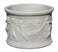 A Pair of Neoclassical Style Cast Stone Planters Height 12 x diameter 16 inches. — 20TH CENTURY