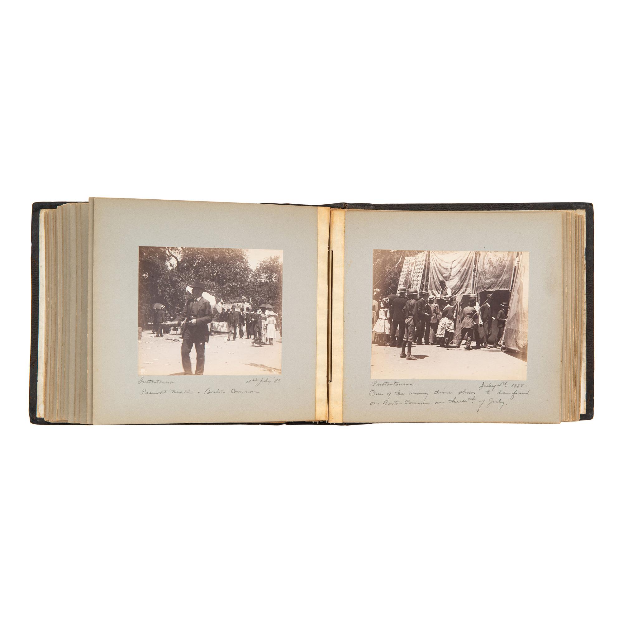 [EARLY PHOTOGRAPHY]. Photo album documenting trip to Upstate New York and Eastern Islands. N.p., June-August 1888.
