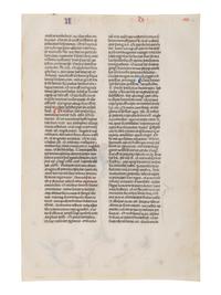 ANONYMOUS SPANISH ARTIST A leaf from John of Wales (Johannes Gallensis), Communiloquium or Summa collationium , in Latin, illuminated manuscript on parchment [Spain, c. 1400]