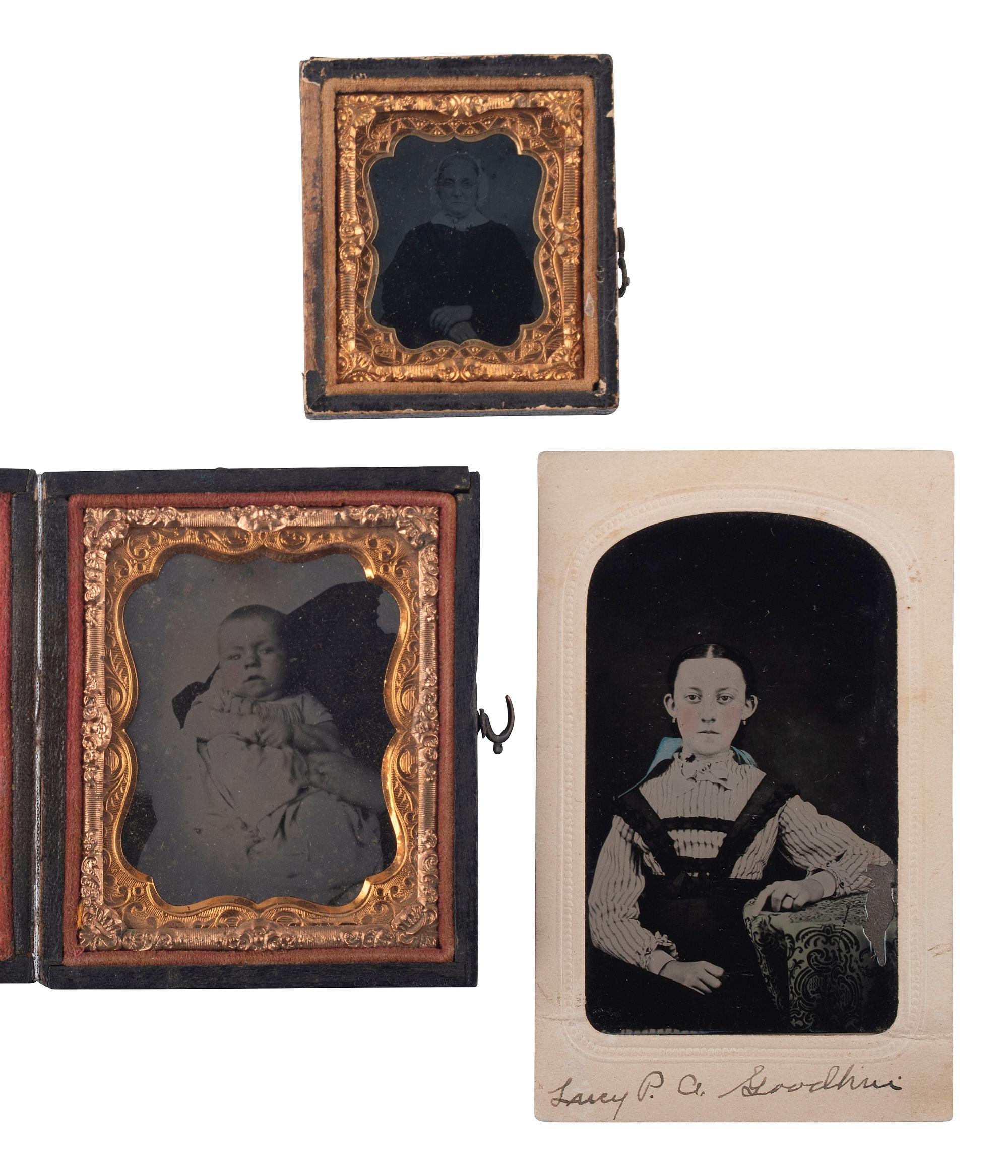 [EARLY PHOTOGRAPHY]. A collection of daguerreotypes, ambrotypes, tintypes, & CDVs.