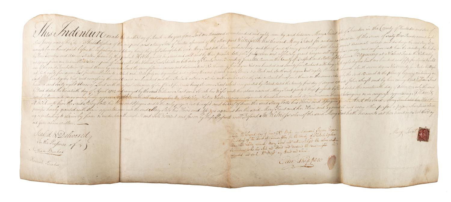 [COLONIAL] - [INDENTURE] Signed by Edward Shippen (IV) as President of the Court of Common Pleas. 2 June 1787.
