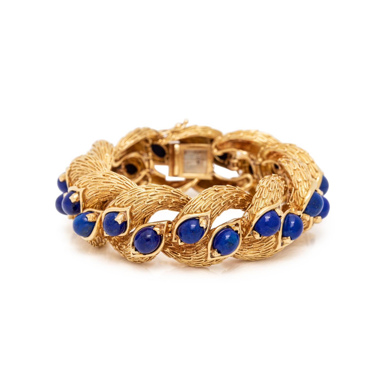 YELLOW GOLD AND LAPIS LAZULI BRACELET