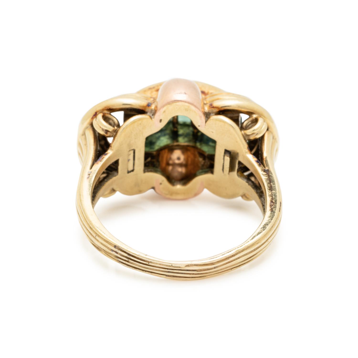 RETRO, BICOLOR GOLD AND TOURMALINE RING