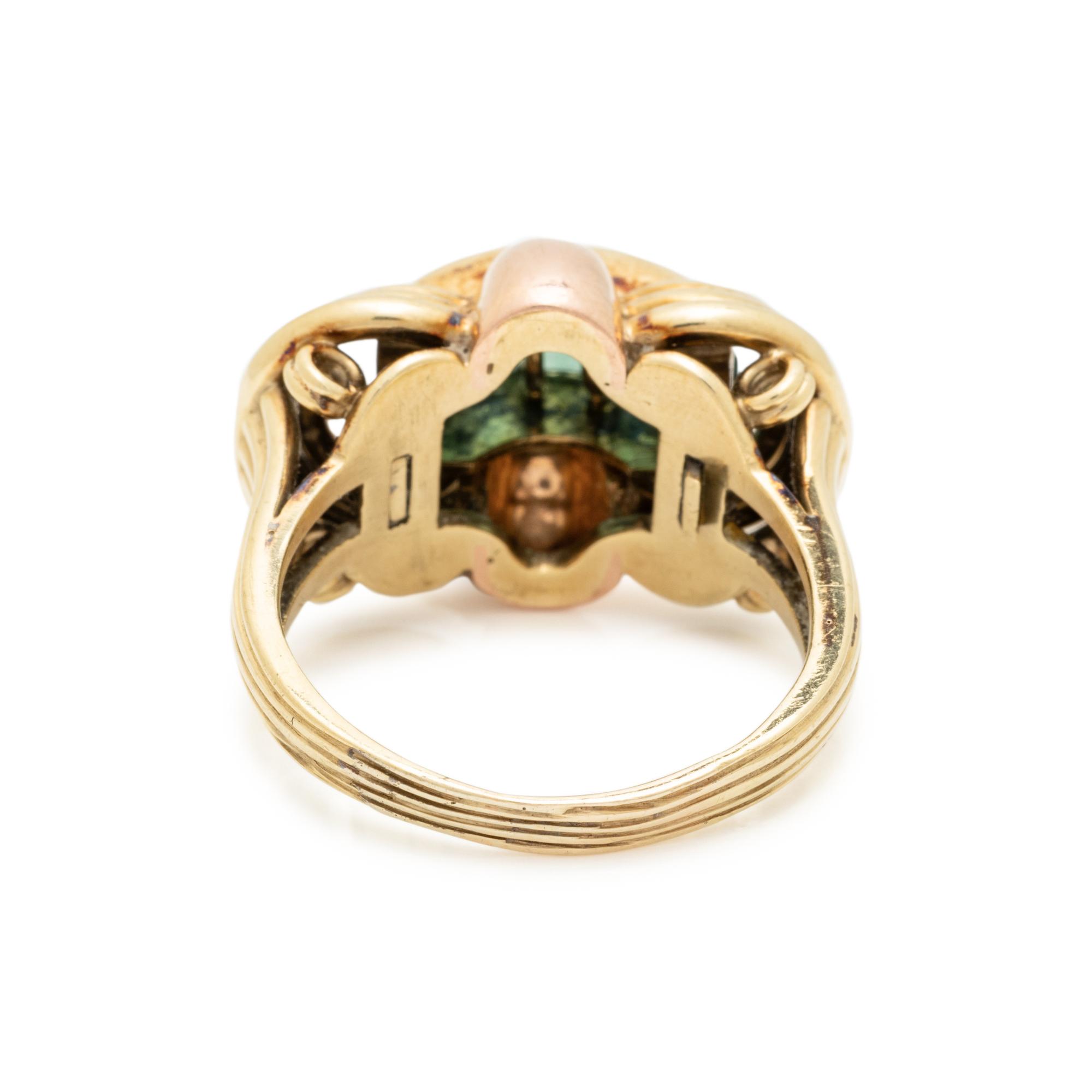 RETRO, BICOLOR GOLD AND TOURMALINE RING
