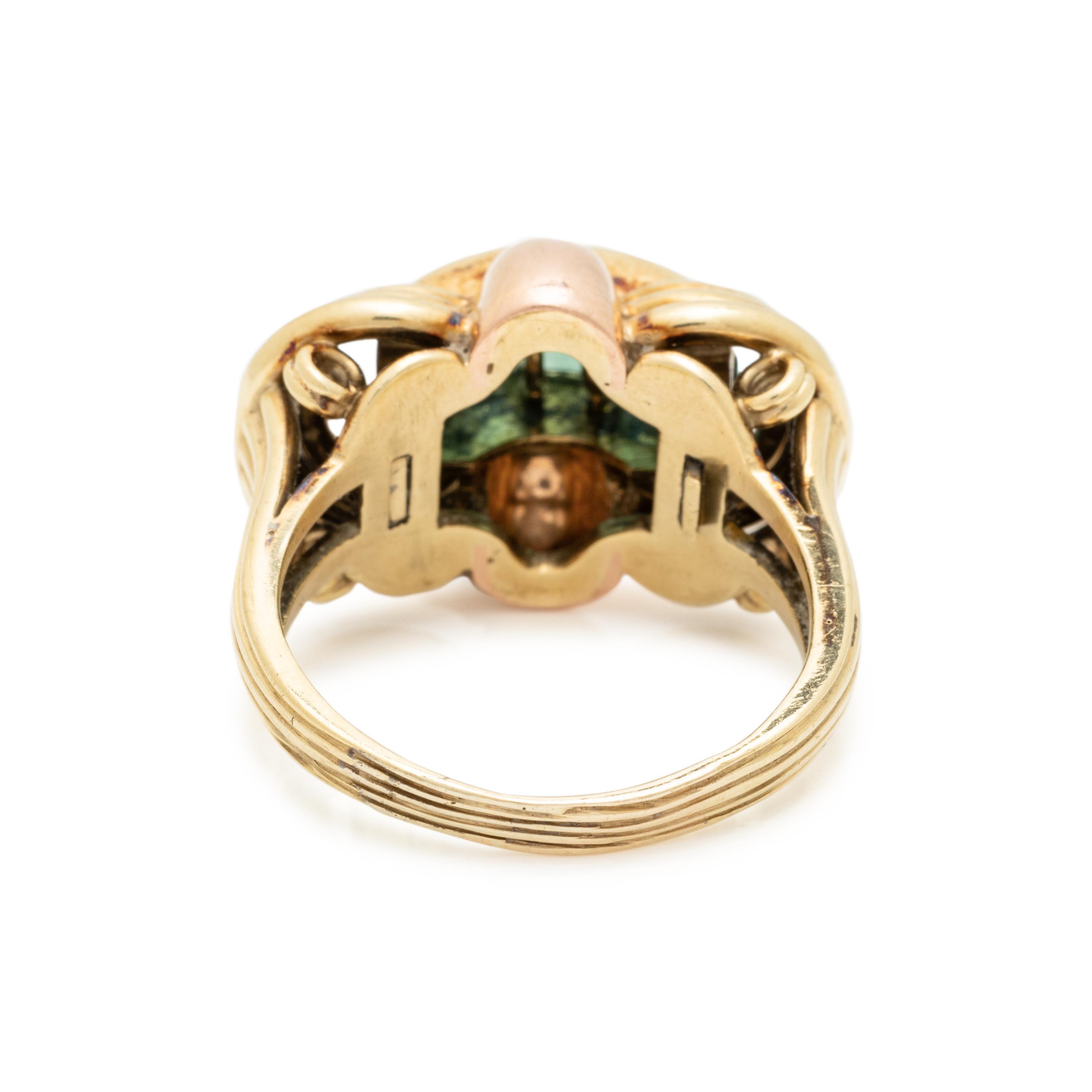 RETRO, BICOLOR GOLD AND TOURMALINE RING