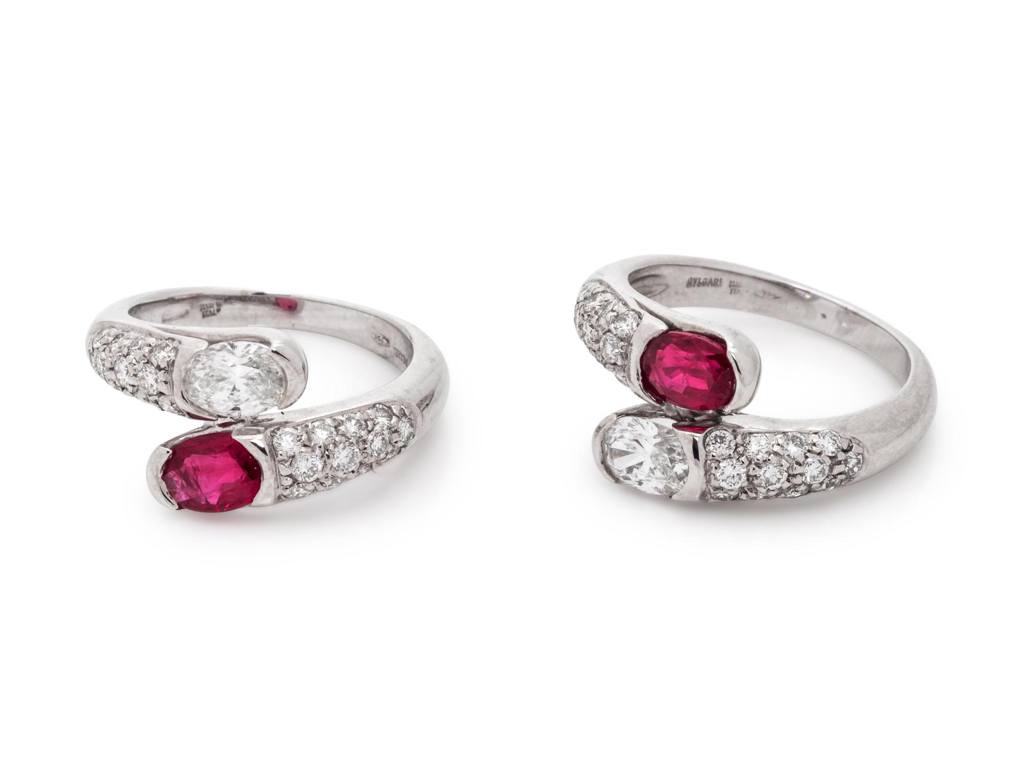 BVLGARI, PAIR OF RUBY AND DIAMOND RINGS