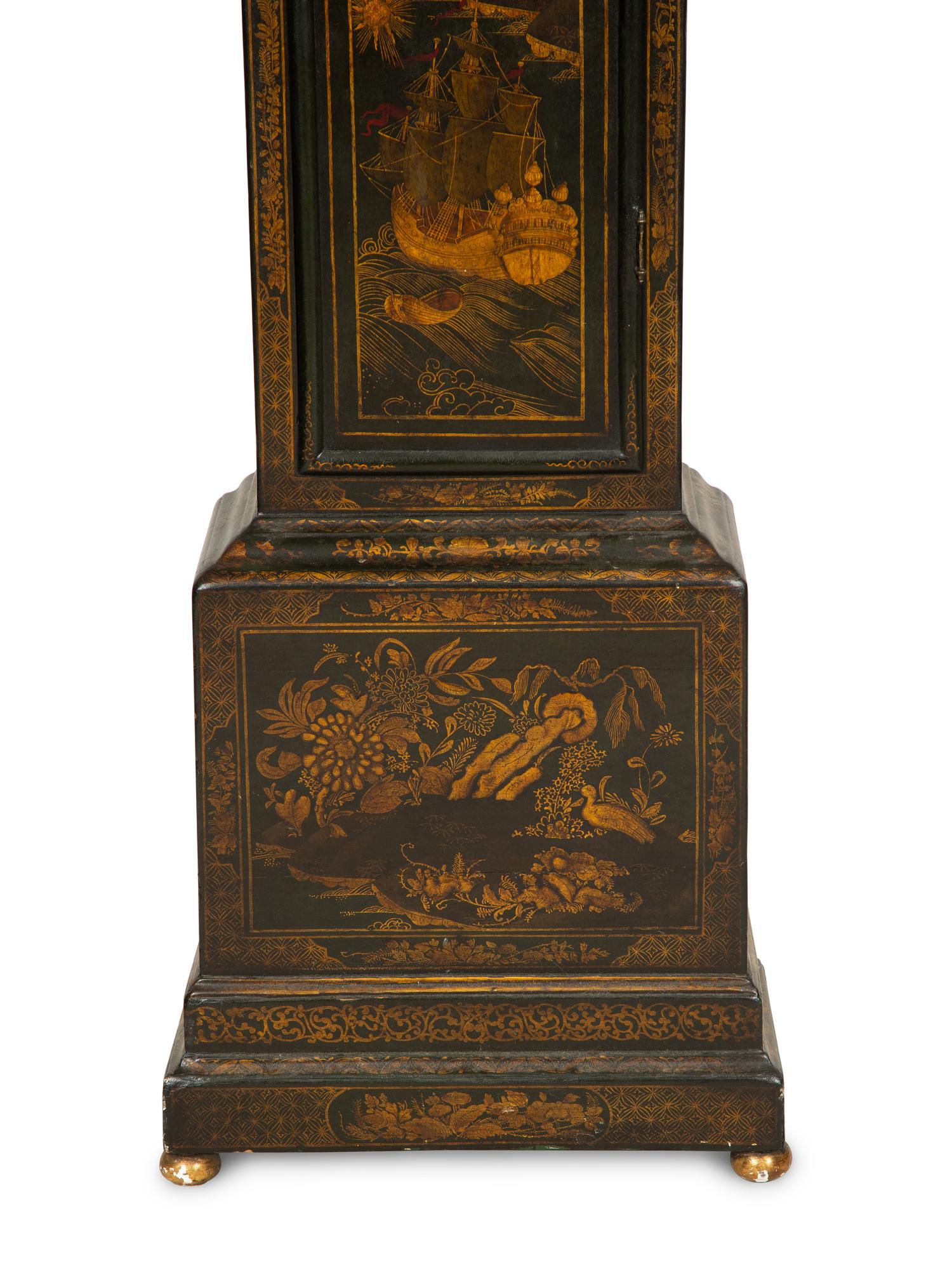 A George I Green Japanned Longcase Clock