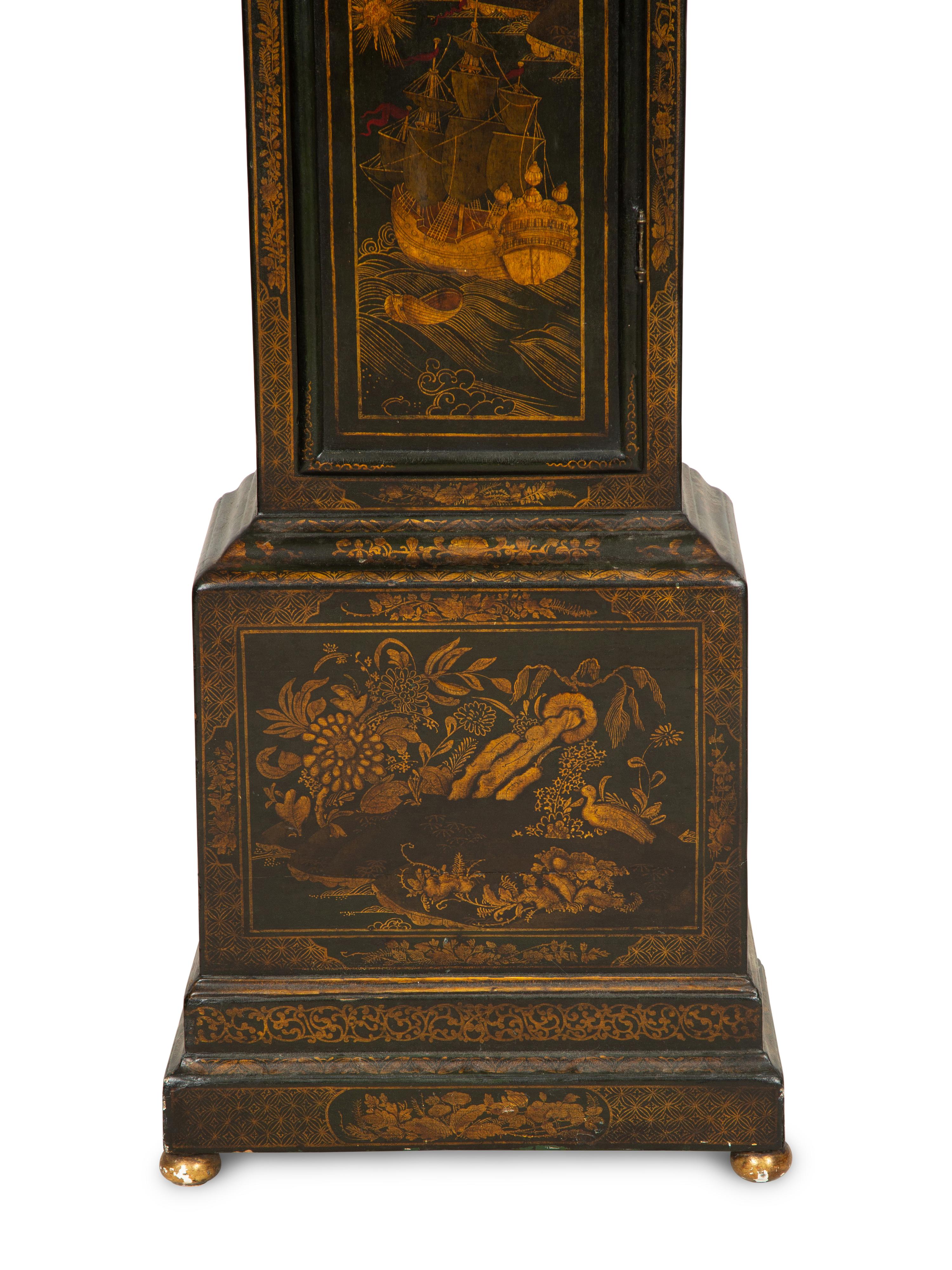 A George I Green Japanned Longcase Clock