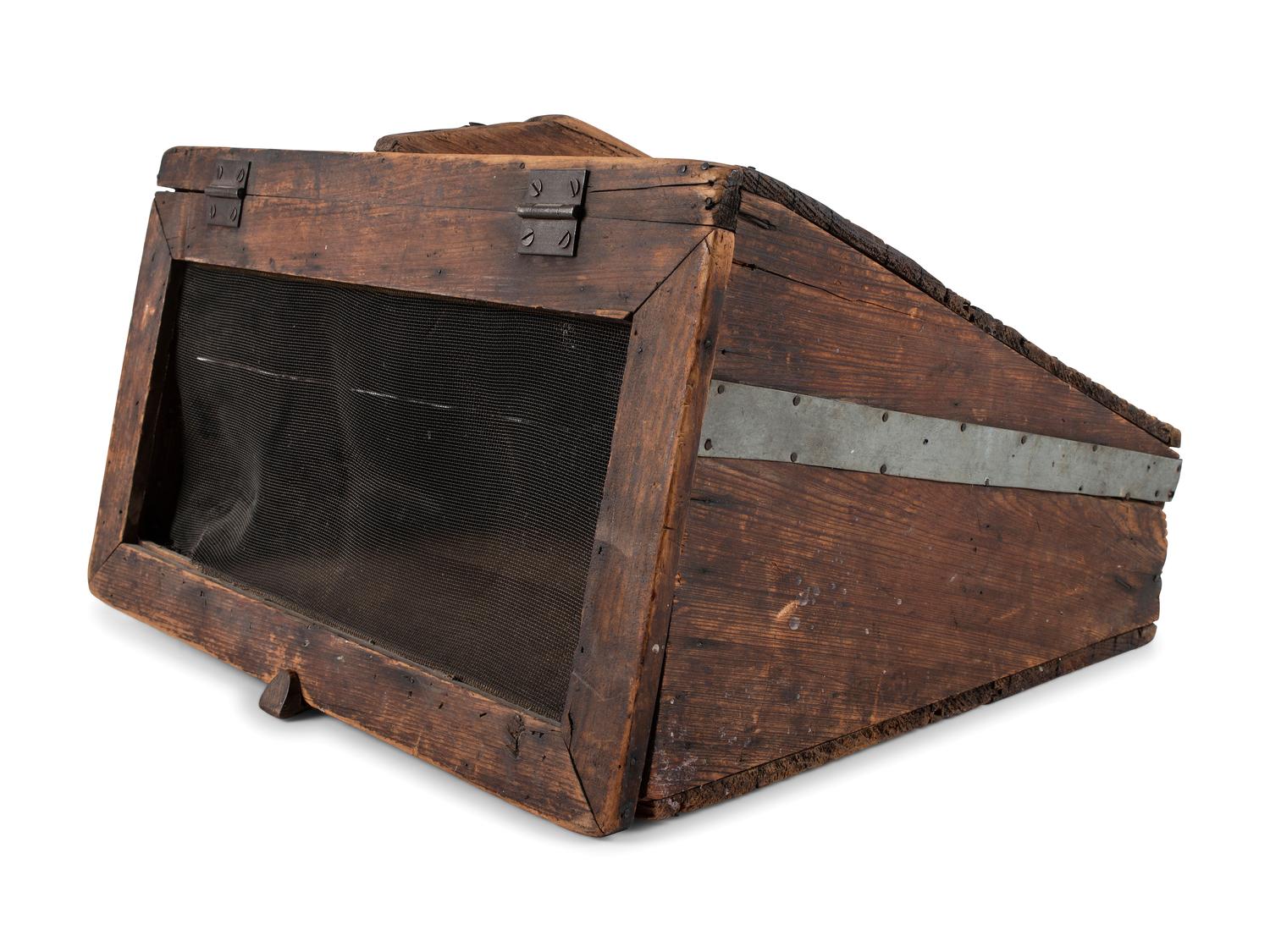A Primitive Pine and Wire Pie Carrier