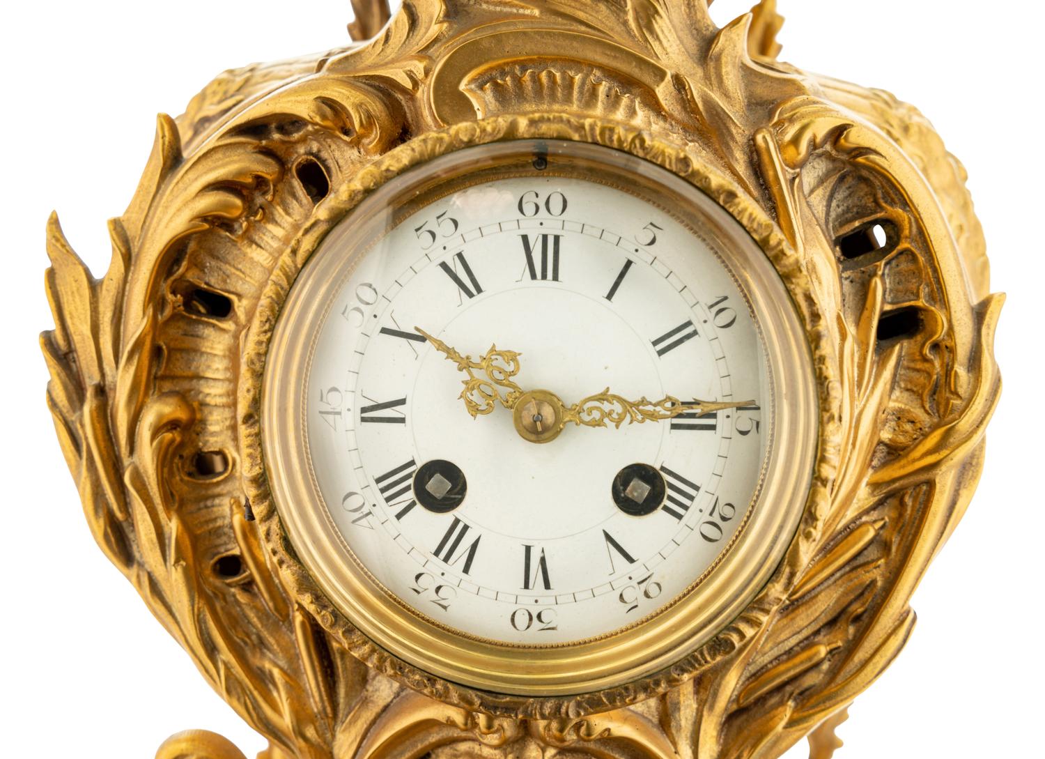 A Louis XV Style Gilt Bronze Mantel Clock