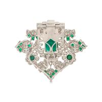 Seaman Schepps, Art Deco, Emerald, Diamond, and Platinum Clip Brooch