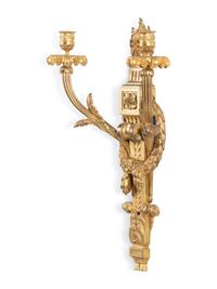 A Pair of Louis XVI Gilt Bronze Two Light Wall Sconces