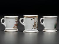 Three Trolley Car Operator's Porcelain Occupational Shaving Mugs