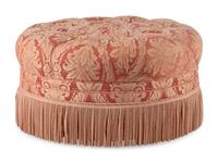A Contemporary Damask Upholstered Button Tufted Ottoman