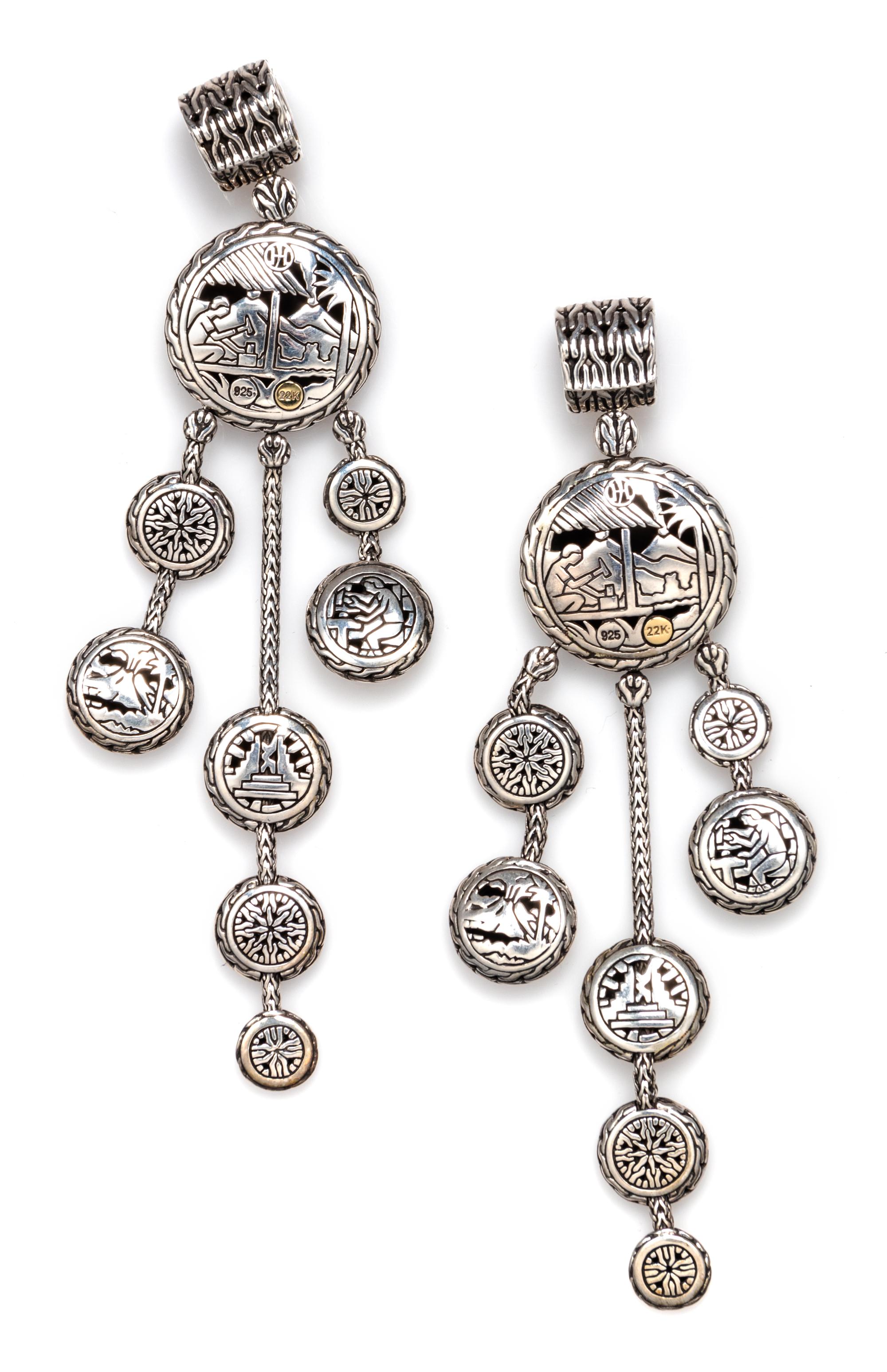 A Pair of Sterling Silver and 22 Karat Yellow Gold 'Palu' Enhancer/Pendants, John Hardy, 48.50 dwts.