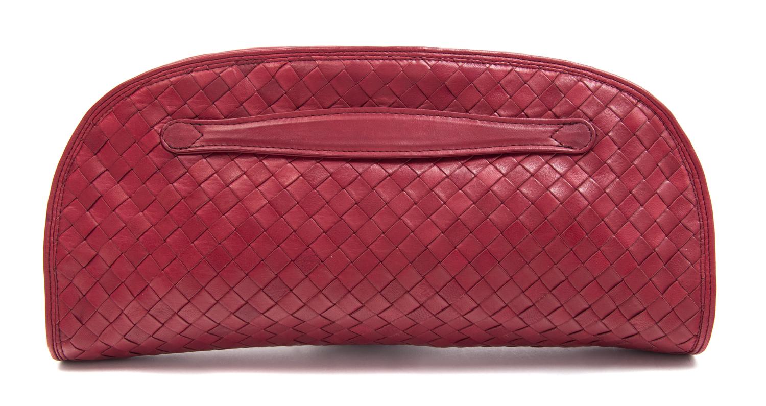 A Bottega Veneta Red Intrecciato Clutch, 13" x 6.5" x 1.5".